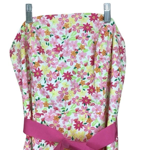 Lilly Pulitzer Pink Floral Strapless Scalloped Hem Dress 8 - Picture 2 of 11